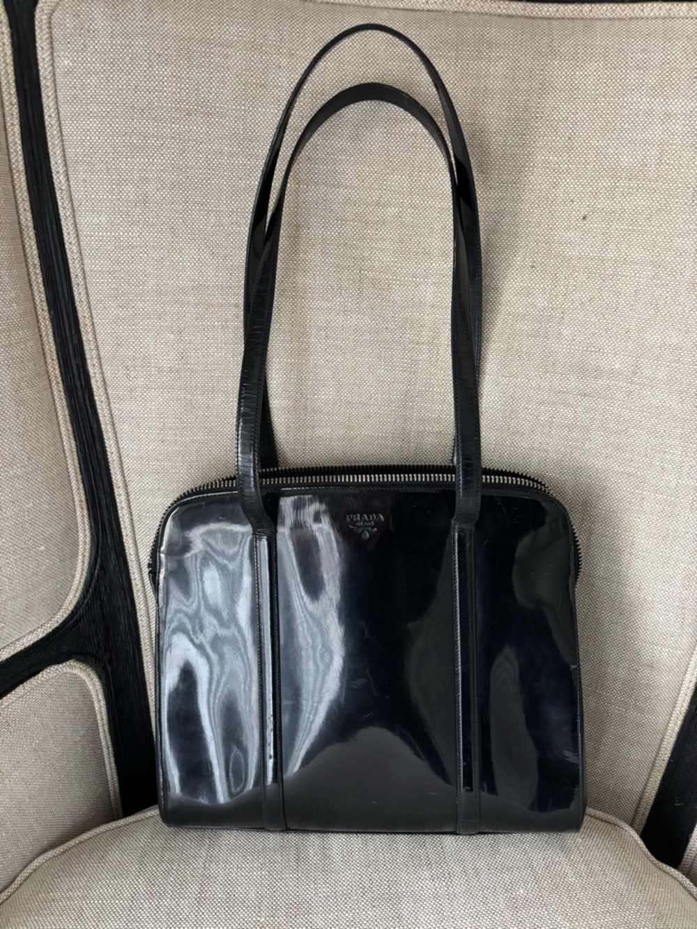 Prada Black Spazzolato Bag Like the one Carolyn Bessette Kennedy wore 1990’s CBK